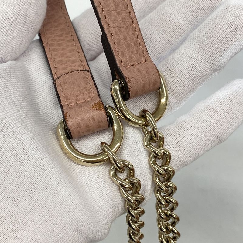 Gucci Shoulder Bag Interlocking G 510304 Leather Pink Gold Hardware Women