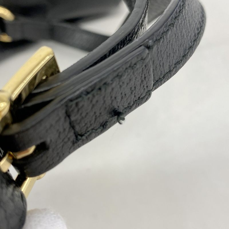 Gucci Shoulder Bag Sherry Line GG Marmont 499621 Leather Black Gold Hardware