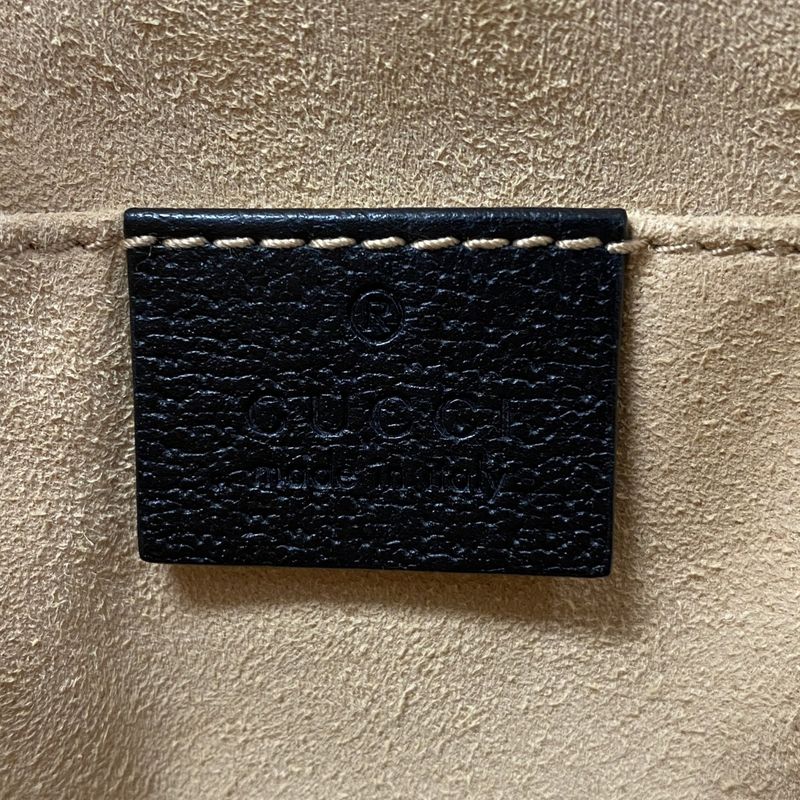 Gucci Shoulder Bag Sherry Line GG Marmont 499621 Leather Black Gold Hardware