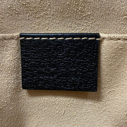 Gucci Shoulder Bag Sherry Line GG Marmont 499621 Leather Black Gold Hardware