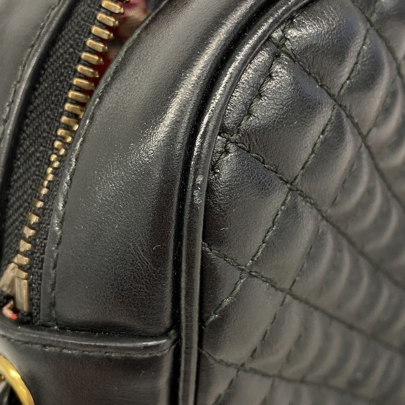 Gucci Shoulder Bag GG Marmont Sherry Line Quilted 541051 Leather Black Gold