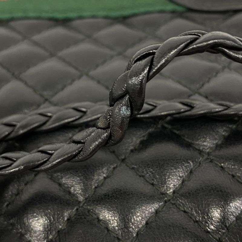 Gucci Shoulder Bag GG Marmont Sherry Line Quilted 541051 Leather Black Gold