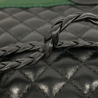 Gucci Shoulder Bag GG Marmont Sherry Line Quilted 541051 Leather Black Gold