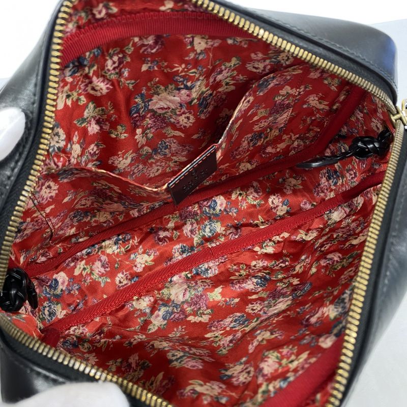 Gucci Shoulder Bag GG Marmont Sherry Line Quilted 541051 Leather Black Gold