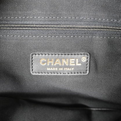 Chanel Handbag Métiers D'art Suede Calf Beige Black Gold Hardware 2way Bag