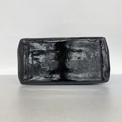 Chanel Tote Bag Matelasse Chain Patent Leather Black Gold Hardware Women's