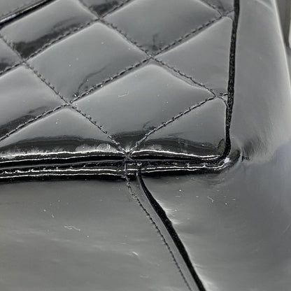 Chanel Tote Bag Matelasse Chain Patent Leather Black Gold Hardware Women's