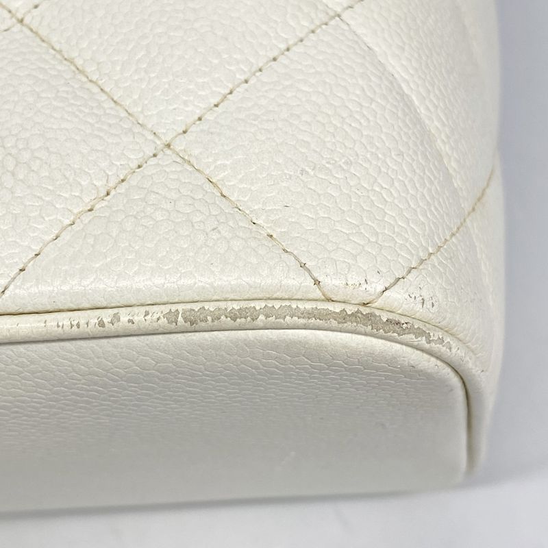 Chanel Tote Bag Revival Tote Caviar Skin White Gold Hardware Women's