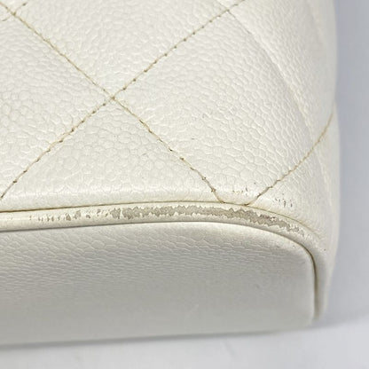 Chanel Tote Bag Revival Tote Caviar Skin White Gold Hardware Women's