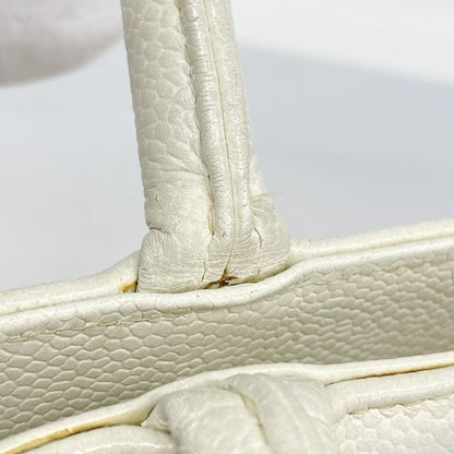 Chanel Tote Bag Revival Tote Caviar Skin White Gold Hardware Women's