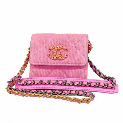 Chanel Shoulder Wallet Chanel 19 Denim Pink Gold/silver Hardware Women
