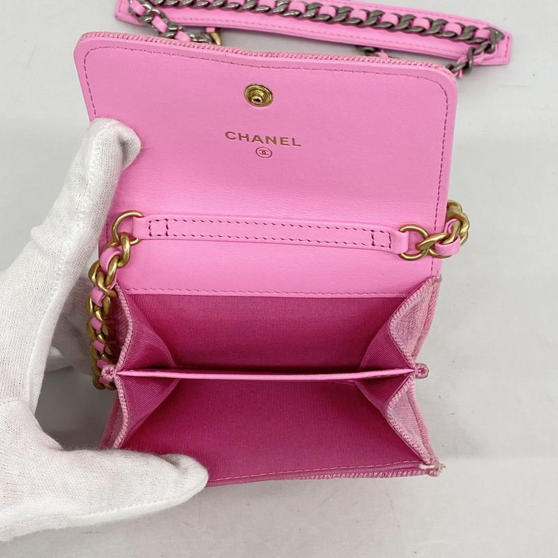 Chanel Shoulder Wallet Chanel 19 Denim Pink Gold/silver Hardware Women