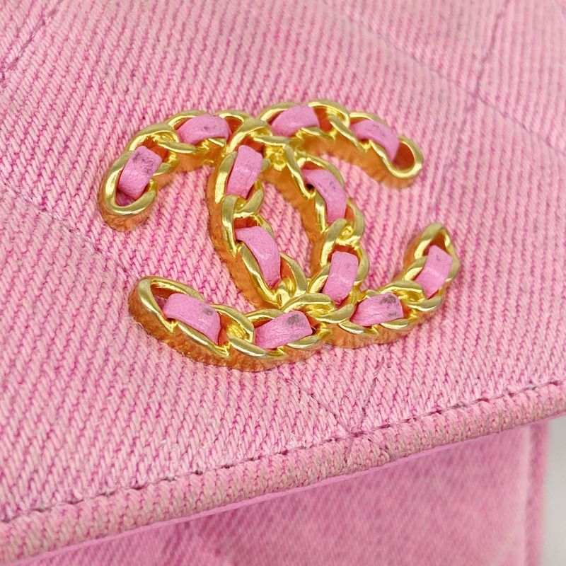 Chanel Shoulder Wallet Chanel 19 Denim Pink Gold/silver Hardware Women