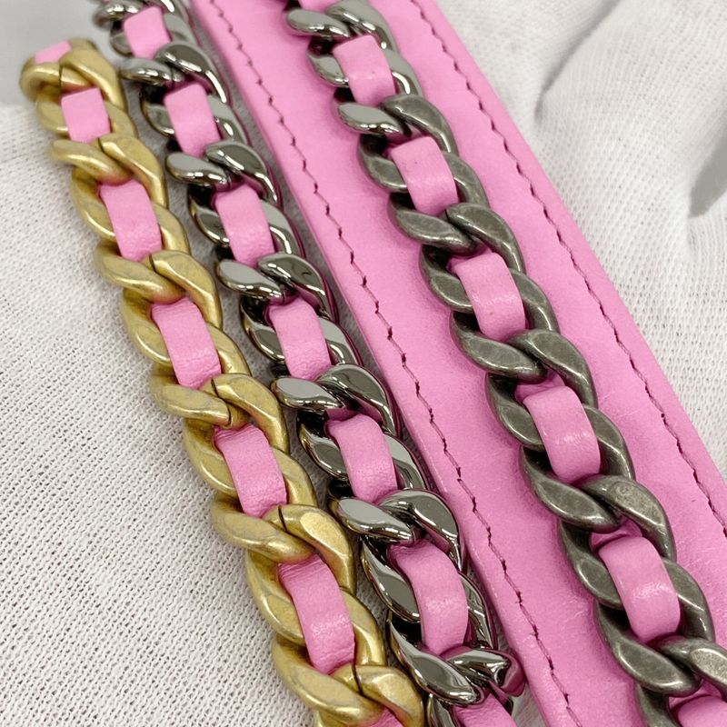 Chanel Shoulder Wallet Chanel 19 Denim Pink Gold/silver Hardware Women