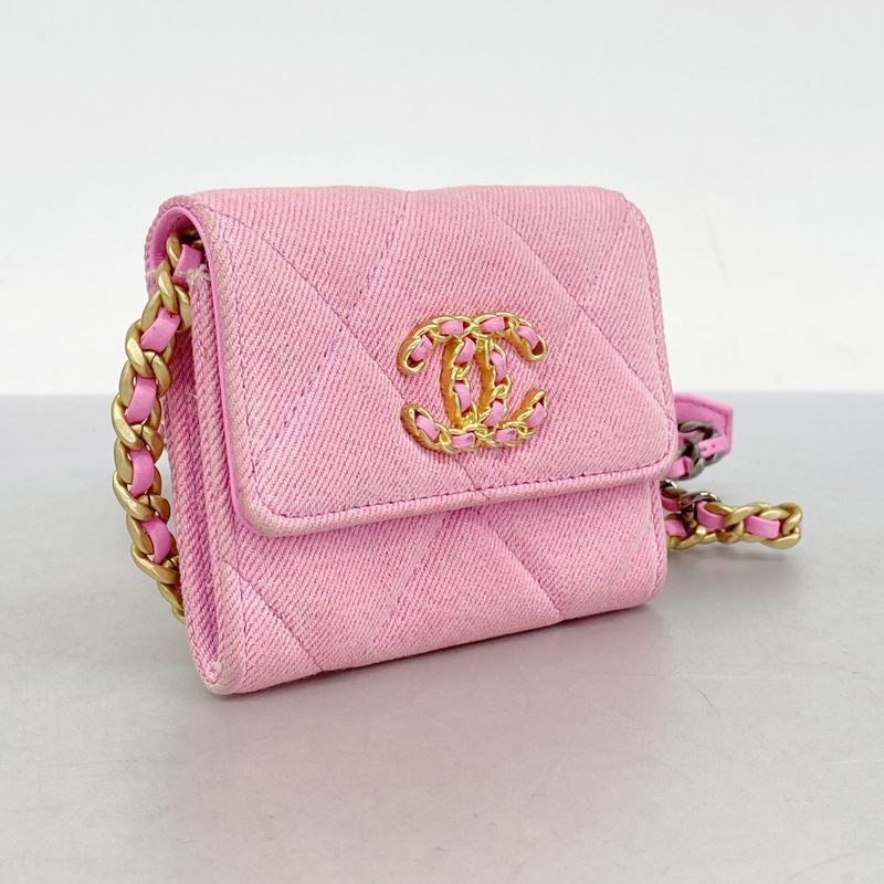 Chanel Shoulder Wallet Chanel 19 Denim Pink Gold/silver Hardware Women