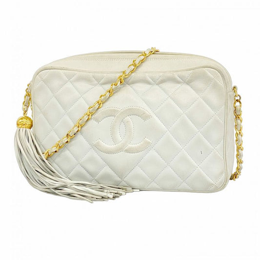 Chanel Shoulder Bag Matelasse Lambskin Sky Blue Gold Hardware Women