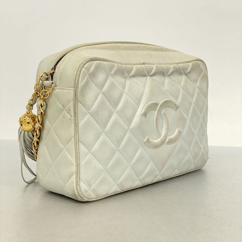 Chanel Shoulder Bag Matelasse Lambskin Sky Blue Gold Hardware Women