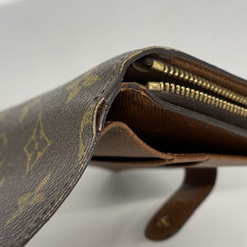 Louis Vuitton Wallet Monogram Porte Papier Zip M61207 Brown Ladies
