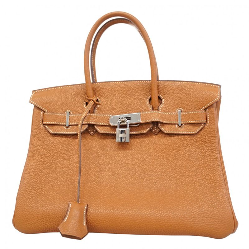 Hermes Handbag Birkin 30 Togo Gold Silver Hardware □H Engraved Ladies