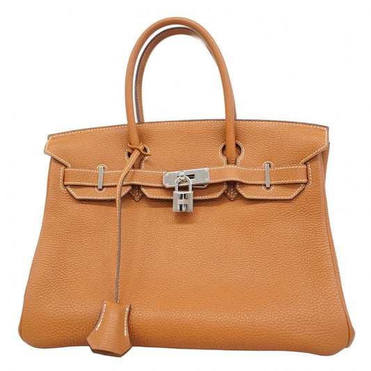 Hermes Handbag Birkin 30 Togo Gold Silver Hardware □H Engraved Ladies