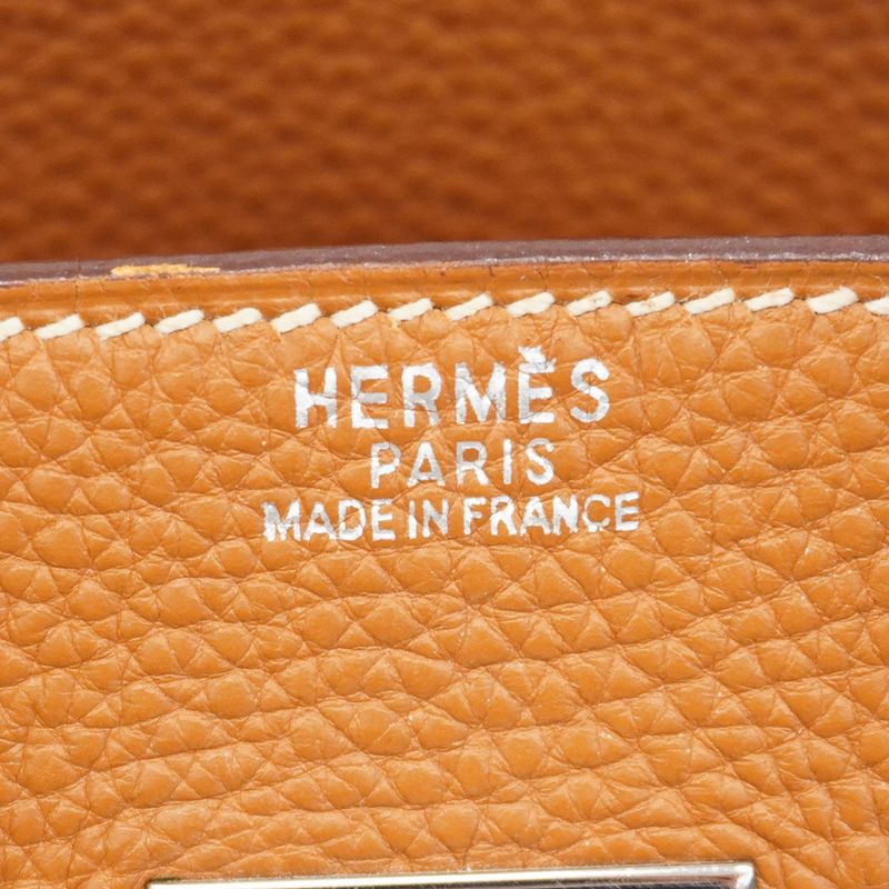 Hermes Handbag Birkin 30 Togo Gold Silver Hardware □H Engraved Ladies