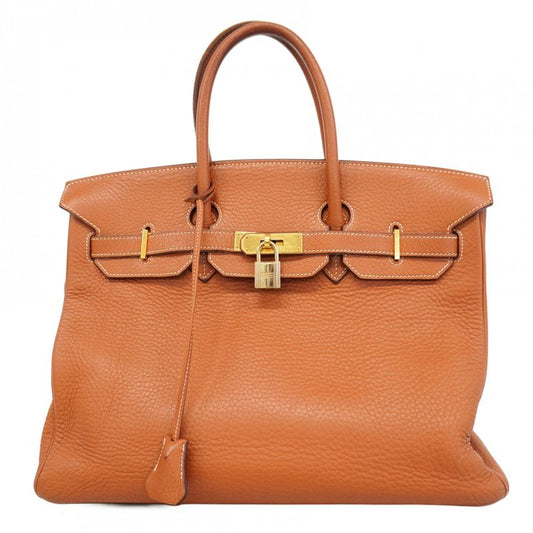 Hermes Handbag Birkin 35 Barenia Faubourg Fauve Gold Hardware □I Engraved Ladies