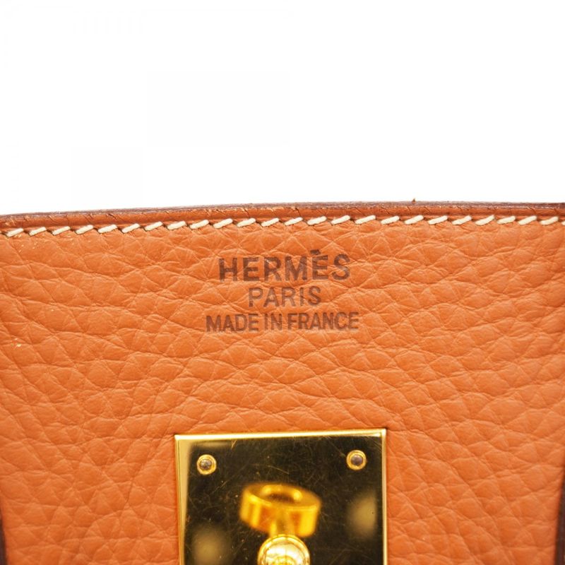 Hermes Handbag Birkin 35 Barenia Faubourg Fauve Gold Hardware □I Engraved Ladies