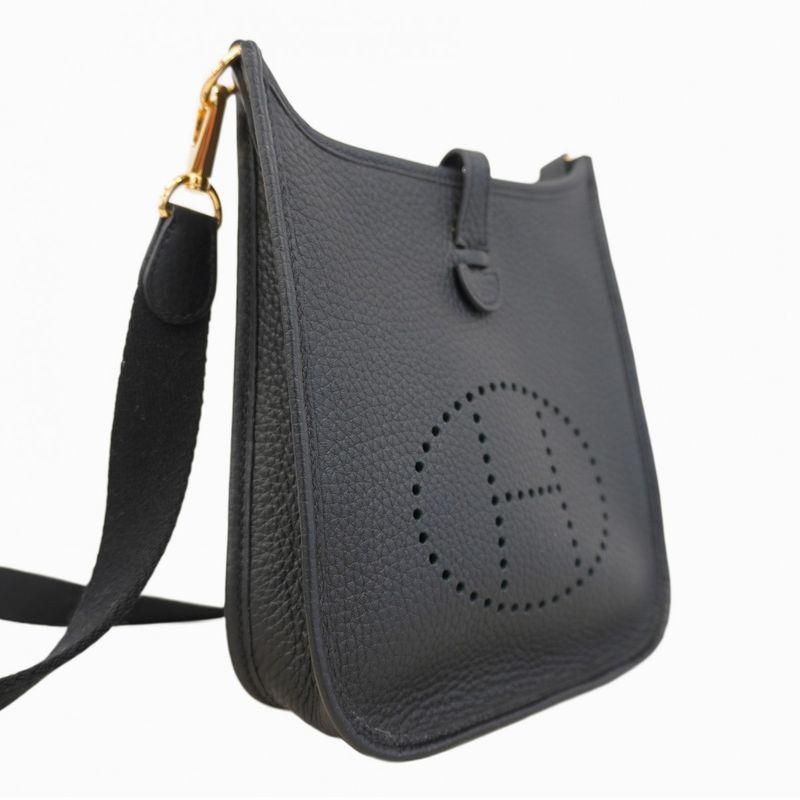 Hermes Shoulder Bag Evelyn TPM Taurillon Cles Mance Black Gold Hardware W