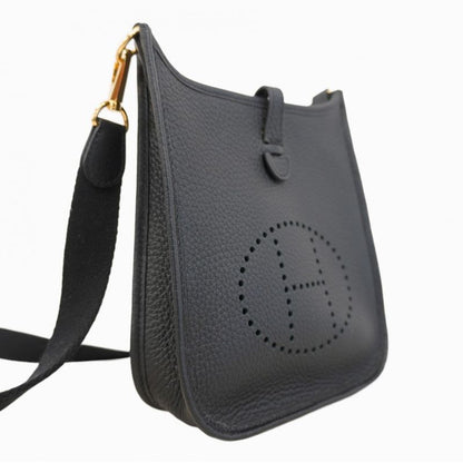 Hermes Shoulder Bag Evelyn TPM Taurillon Cles Mance Black Gold Hardware W