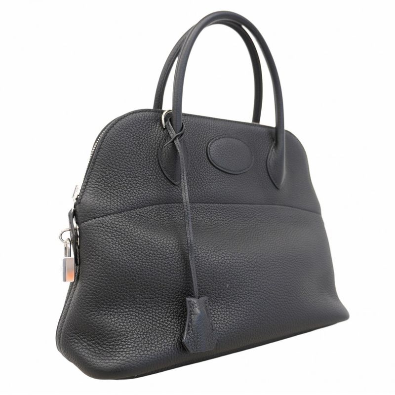 Hermes Handbag Bolide 31 Taurillon Cles Mance Black Silver Hardware Y Engraved