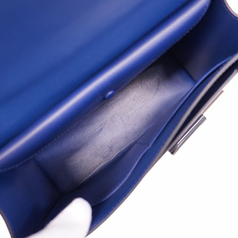 Hermes Shoulder Bag Vel-21 Vaux Epson Blue Navy Gold/silver Hardware Stamped Z