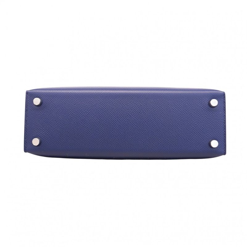 Hermes Shoulder Bag Vel-21 Vaux Epson Blue Navy Gold/silver Hardware Stamped Z