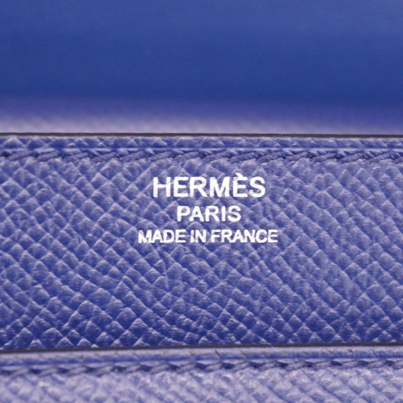 Hermes Shoulder Bag Vel-21 Vaux Epson Blue Navy Gold/silver Hardware Stamped Z