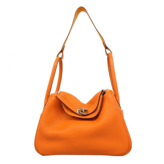 Hermes Handbag Lindy 26 Taurillon Cles Mance Orange Currie Silver Hardware □P