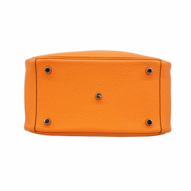 Hermes Handbag Lindy 26 Taurillon Cles Mance Orange Currie Silver Hardware □P