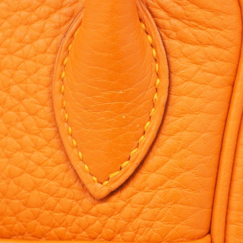 Hermes Handbag Lindy 26 Taurillon Cles Mance Orange Currie Silver Hardware □P