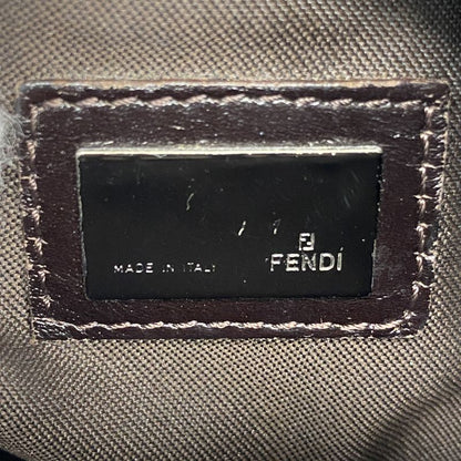 Fendi Shoulder Bag Zucchino Nylon Canvas Brown Silver Hardware