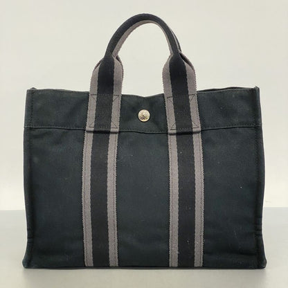 Hermes Handbag Fourre Tout PM Canvas Black Silver Hardware Women