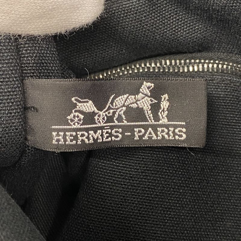 Hermes Handbag Fourre Tout PM Canvas Black Silver Hardware Women