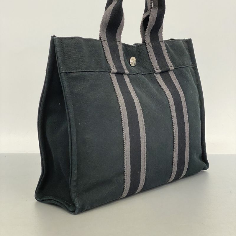 Hermes Handbag Fourre Tout PM Canvas Black Silver Hardware Women