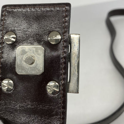 Fendi Shoulder Bag Zucca Nylon Canvas Brown Silver Hardware Women