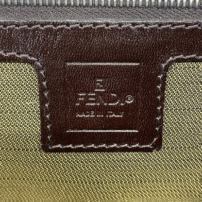 Fendi Shoulder Bag Zucca Nylon Canvas Brown Silver Hardware Women