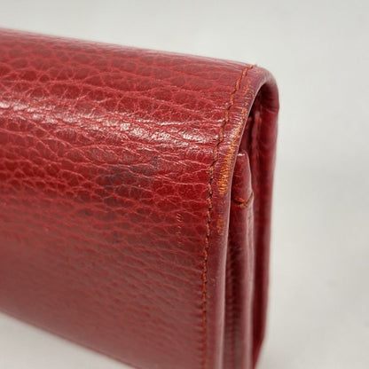 Gucci Long Wallet GG Marmont 456116 Leather Red Gold Hardware Women