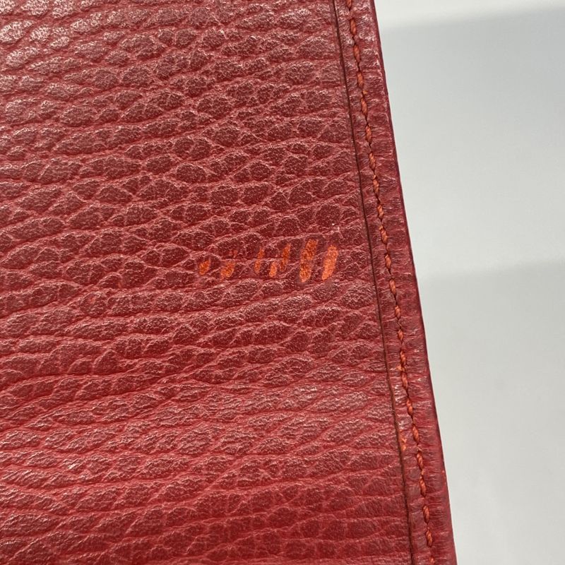 Gucci Long Wallet GG Marmont 456116 Leather Red Gold Hardware Women