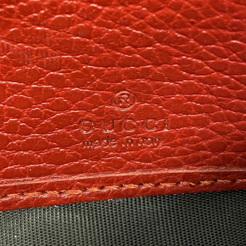 Gucci Long Wallet GG Marmont 456116 Leather Red Gold Hardware Women