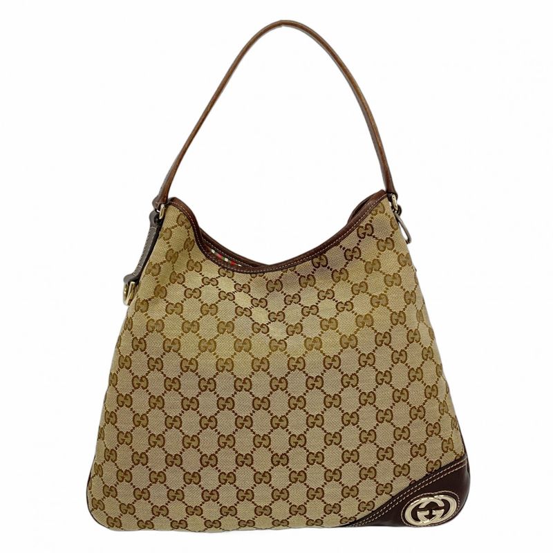 Gucci Shoulder Bag GG Canvas Interlocking G 169947 Canvas Brown Chien Pan Gold