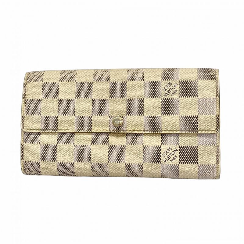 Louis Vuitton Damier Azure Portefeuille Sarah N61735 White Women's