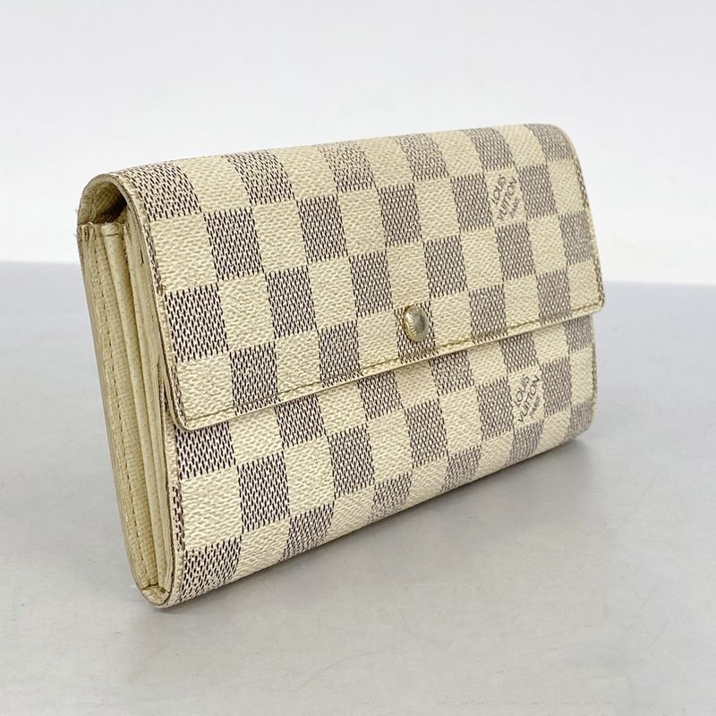 Louis Vuitton Damier Azure Portefeuille Sarah N61735 White Women's