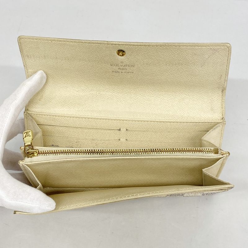 Louis Vuitton Damier Azure Portefeuille Sarah N61735 White Women's