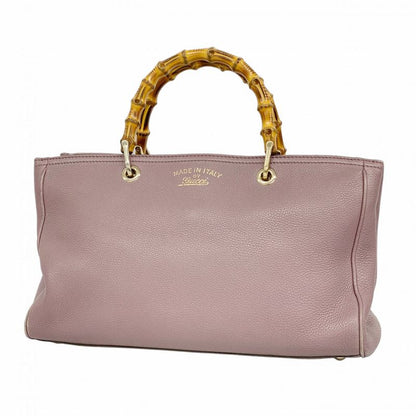 Gucci Handbag Bamboo 323660 Leather Purple Chien Pan Gold Hardware Women